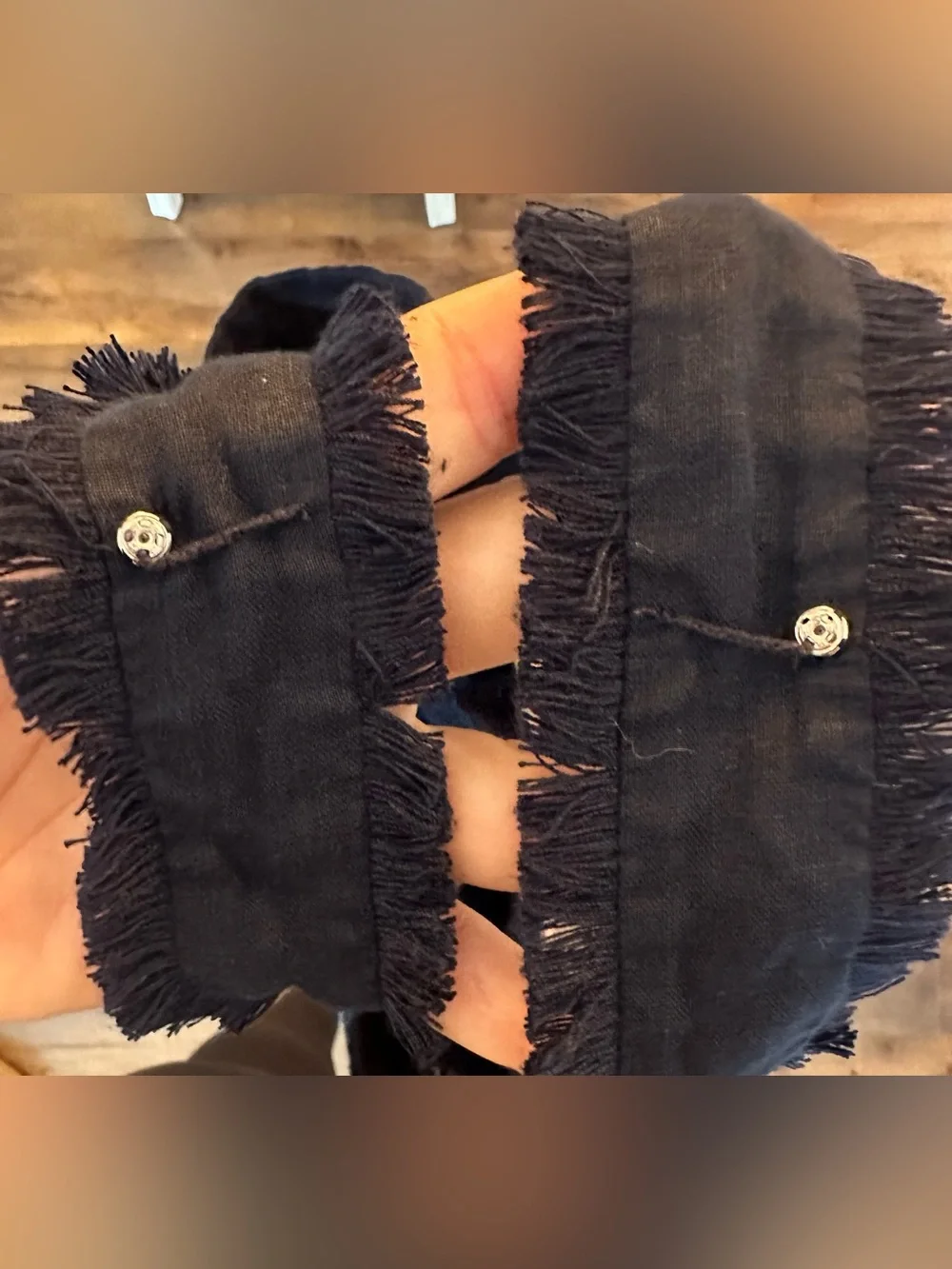 J.Crew Navy 100% Linen Fringe Ruffle Tank Top Coastal Boho Size 0